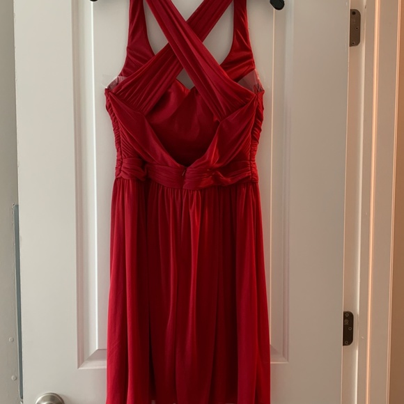 David's Bridal chiffon short-length bridesmaid dress with crisscross back - Picture 2 of 5